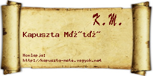 Kapuszta Máté névjegykártya